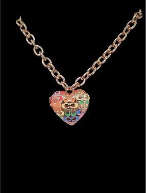 Coach Rainbow Heart Pendant Necklace with Chain